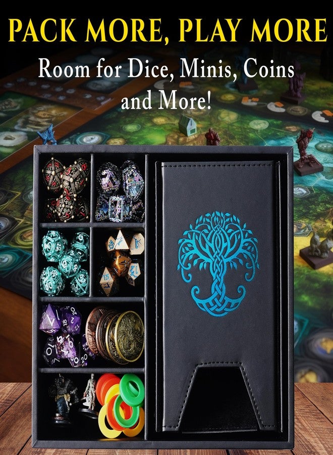 Soar Forge Dice Tray and Dice Tower for DND and RPG - All-in-One Game Roamer Tray & Large Tower for Random Rolls - Stores Your Sets, Mini's and More Compatible with D&D (Blue Tree) - Image 4